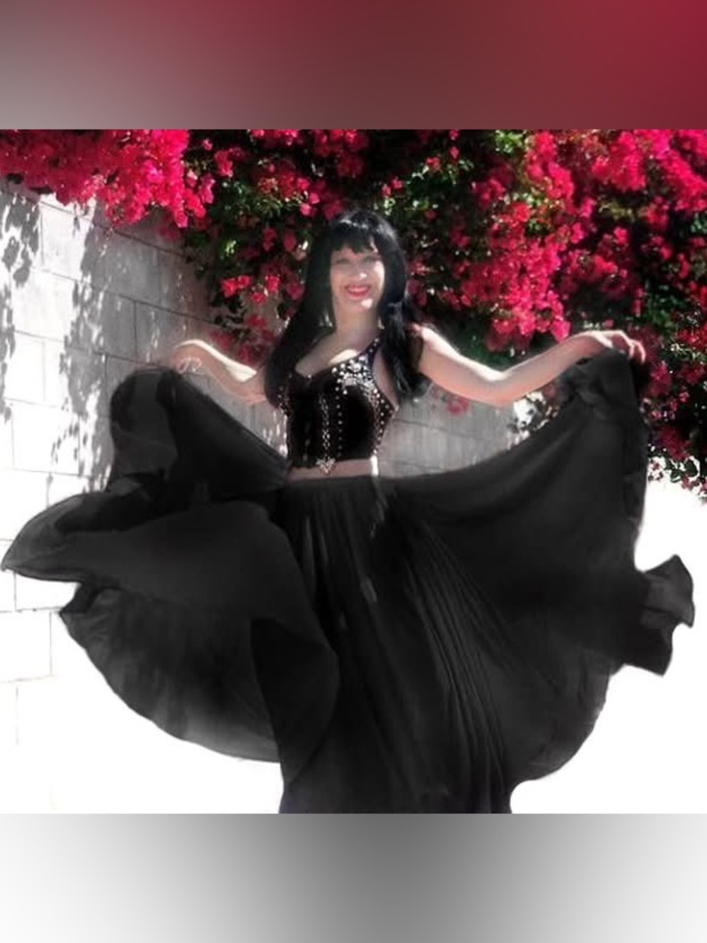 Black chiffon double circle skirt Ameynra design 720" New
